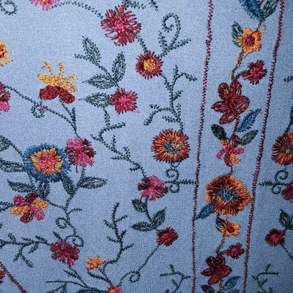 Vintage 90's Umgee Blue Floral Embroidered Flowy Peplum Sleeveless Crop Top M - Picture 3 of 13